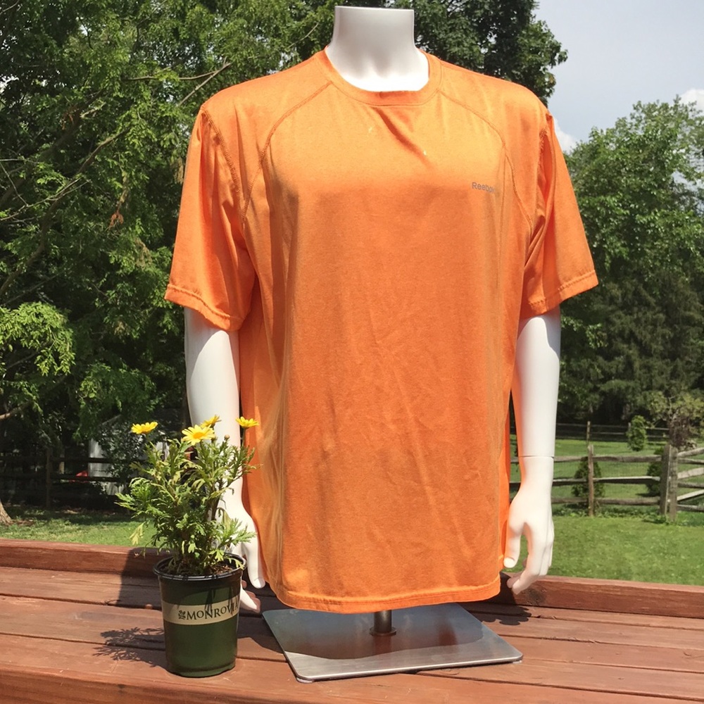 Reebok Orange Mens 2XL Shirt Hi Vis Neon Short Sleeve XXL Lightweight Athleisure